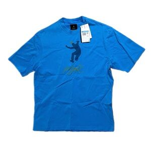 Air Jordan x Union LA Equator Blue Short Sleeve Distressed Shirt Size Medium